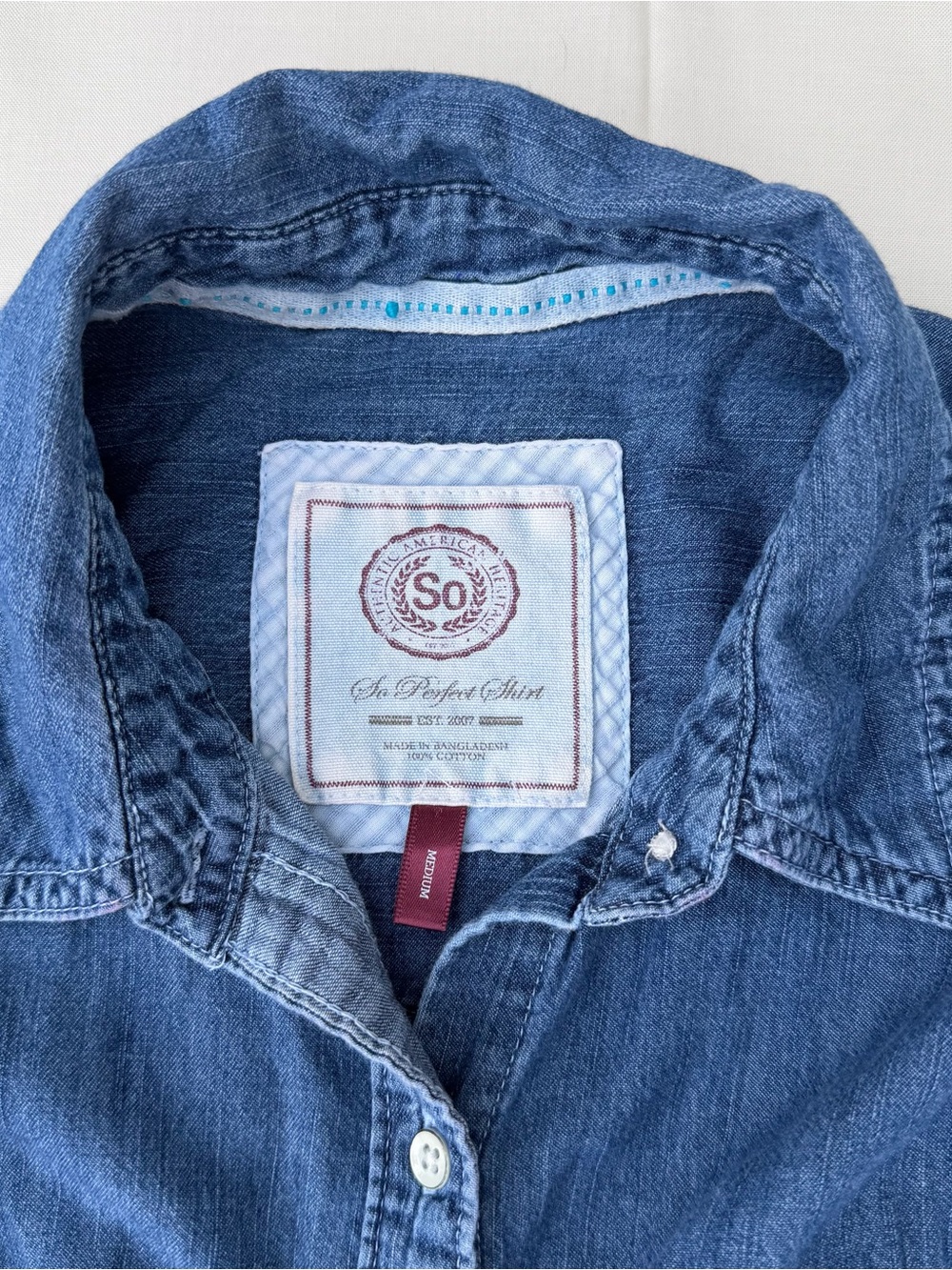 Vintage Denim Button-Down Shirt - Blue - Picture 3 of 5